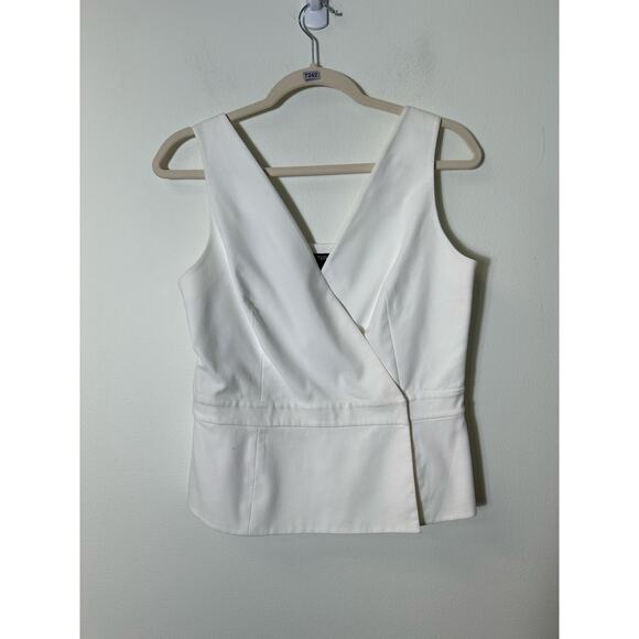 Etcetera White Textured Cotton  Wrap Top Sz 10.  Size says 10.  It is a 6 - Picture 1 of 4